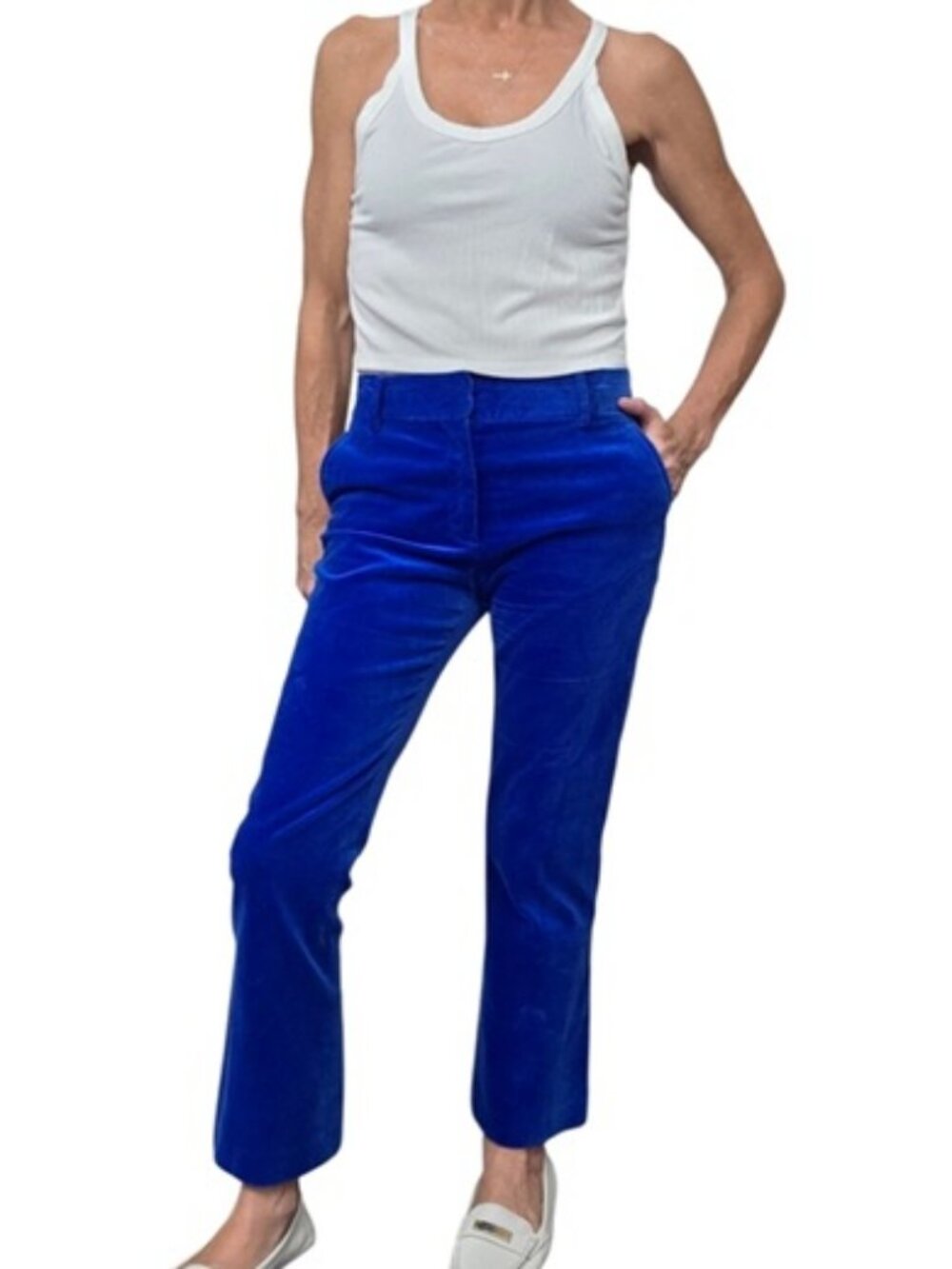 FRAME Le Crop Mini Boot Cobalt Blue Velvet Bootcut Pants 0